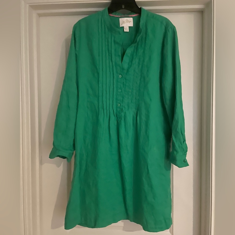 Lilly Pulitzer Green Pop-over linen dress